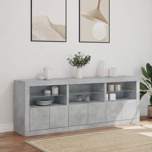 Betoninharmaa senkki led-valoilla Layla 181,5x37x67cm