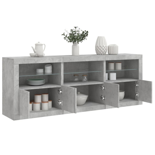 Betoninharmaa senkki led-valoilla Layla 181,5x37x67cm
