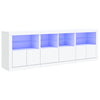 Weißes Sideboard mit LED-Beleuchtung Alstani 202x37x67cm