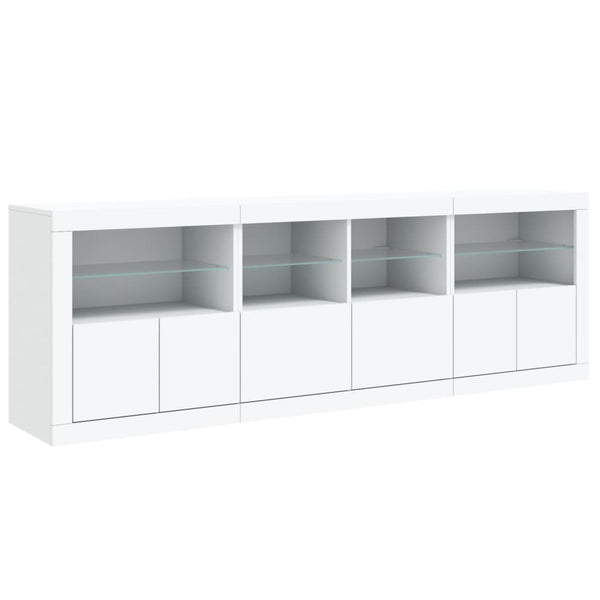 Weißes Sideboard mit LED-Beleuchtung Alstani 202x37x67cm