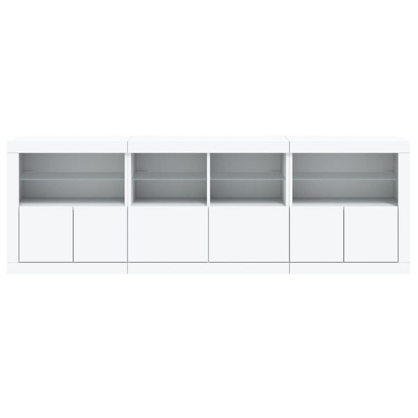 Weißes Sideboard mit LED-Beleuchtung Alstani 202x37x67cm