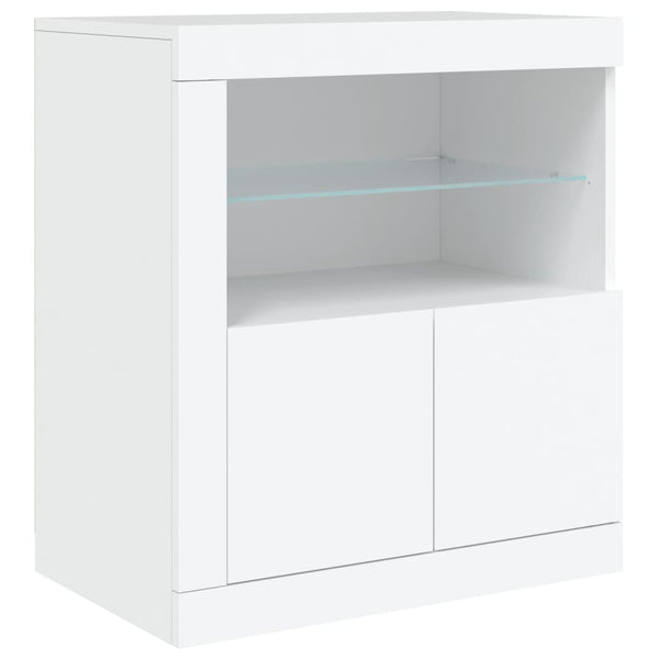 Weißes Sideboard mit LED-Beleuchtung Alstani 202x37x67cm