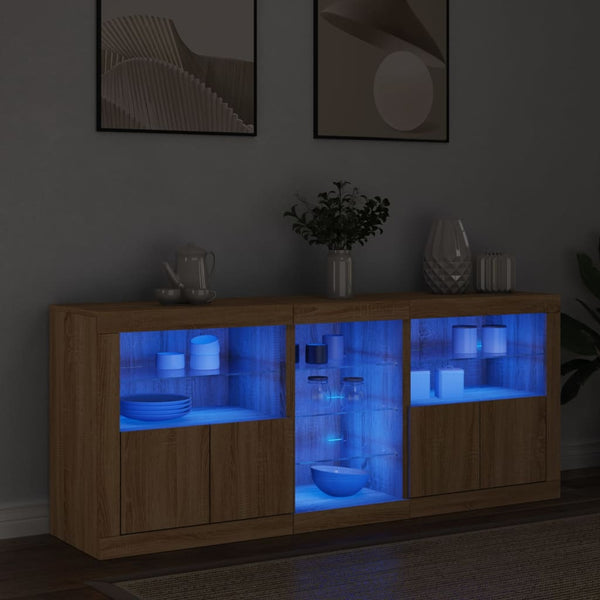 Sideboard Sonoma-Eiche Covalenco mit LED-Beleuchtung 162x37x67cm