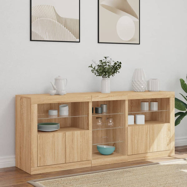 Sideboard Sonoma-Eiche Covalenco mit LED-Beleuchtung 162x37x67cm