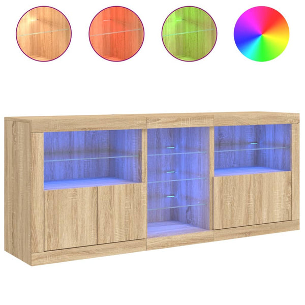 Sideboard Sonoma-Eiche Covalenco mit LED-Beleuchtung 162x37x67cm