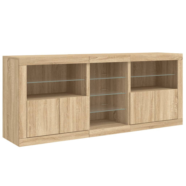 Sideboard Sonoma-Eiche Covalenco mit LED-Beleuchtung 162x37x67cm