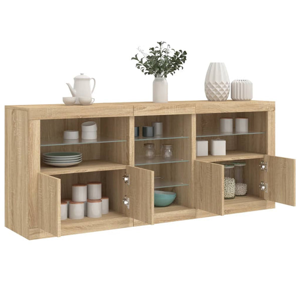 Sideboard Sonoma-Eiche Covalenco mit LED-Beleuchtung 162x37x67cm