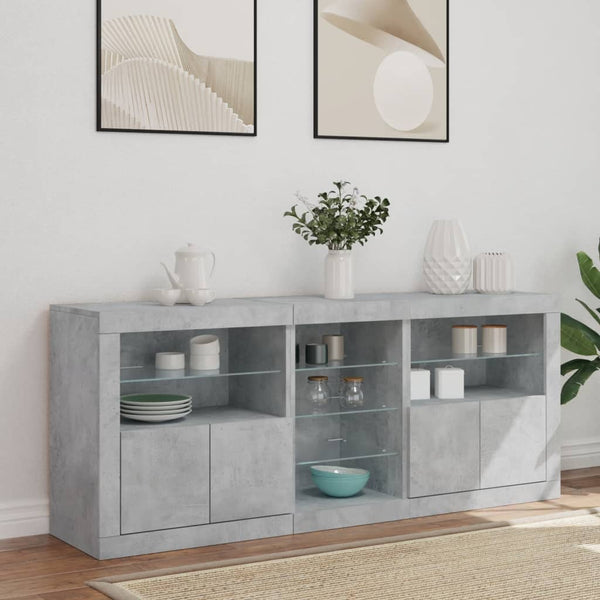 Betoninharmaa senkki led-valoilla Covalenco 162x37x67cm