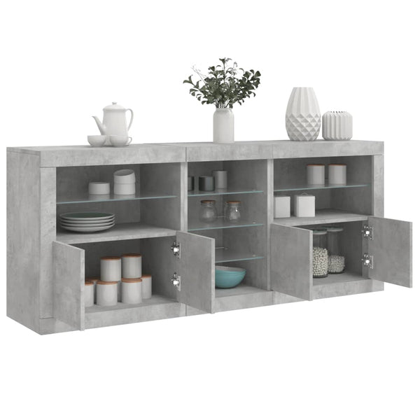 Betoninharmaa senkki led-valoilla Covalenco 162x37x67cm