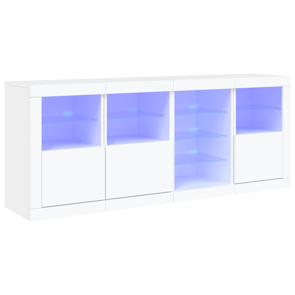 Weißes Sideboard mit LED-Beleuchtung Abdel 164x37x67cm