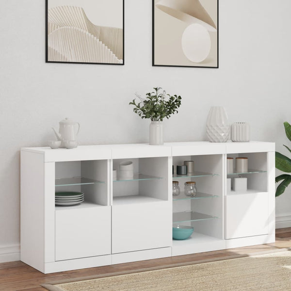 Weißes Sideboard mit LED-Beleuchtung Abdel 164x37x67cm