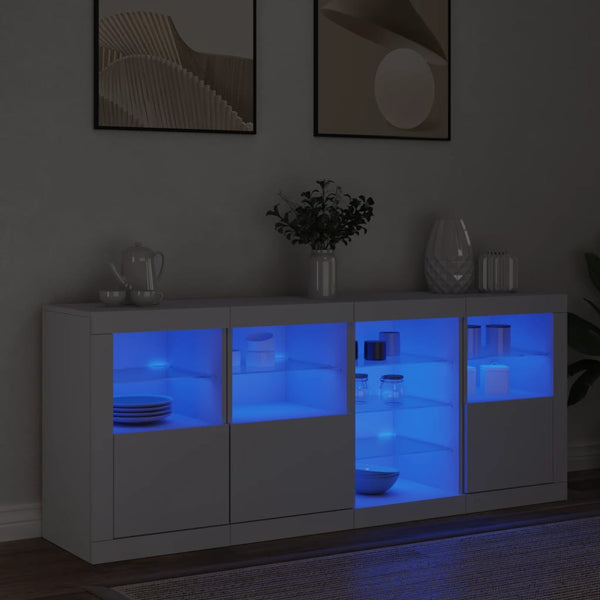 Weißes Sideboard mit LED-Beleuchtung Abdel 164x37x67cm