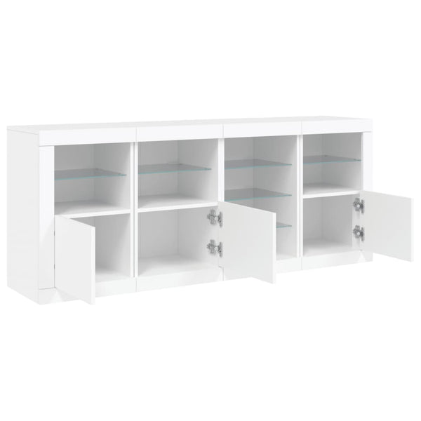 Weißes Sideboard mit LED-Beleuchtung Abdel 164x37x67cm