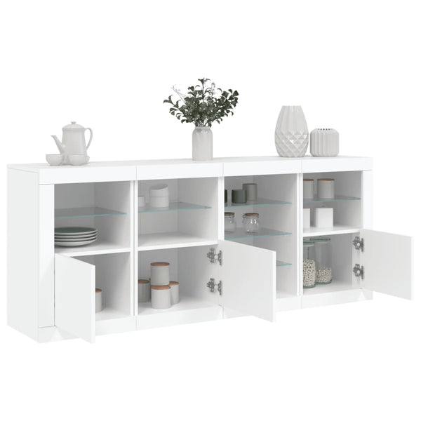 Weißes Sideboard mit LED-Beleuchtung Abdel 164x37x67cm