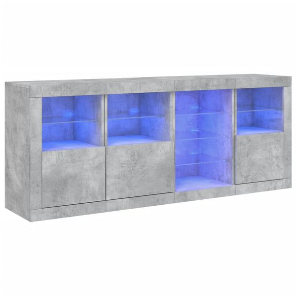 Betongraues Sideboard mit LED-Beleuchtung Abdel 164x37x67cm