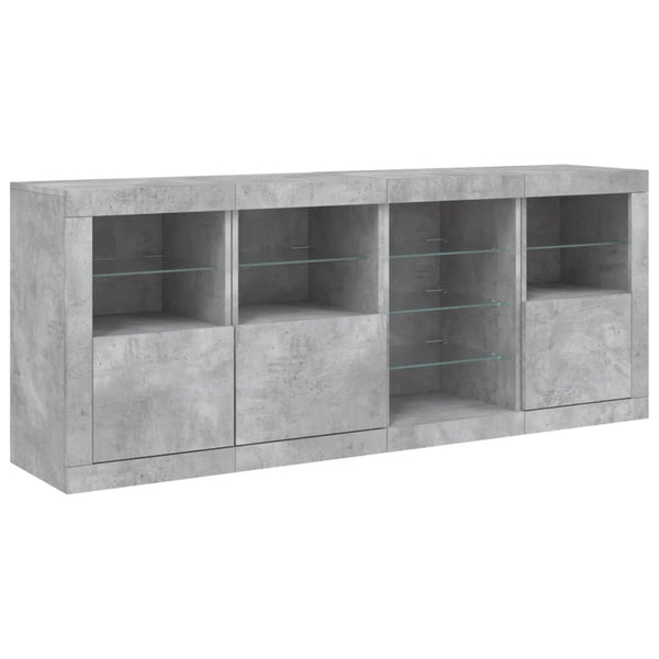 Betongraues Sideboard mit LED-Beleuchtung Abdel 164x37x67cm