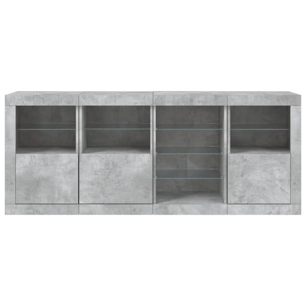 Betongraues Sideboard mit LED-Beleuchtung Abdel 164x37x67cm