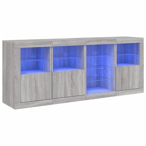 Graues Sideboard mit LED-Beleuchtung Abdel 164x37x67cm