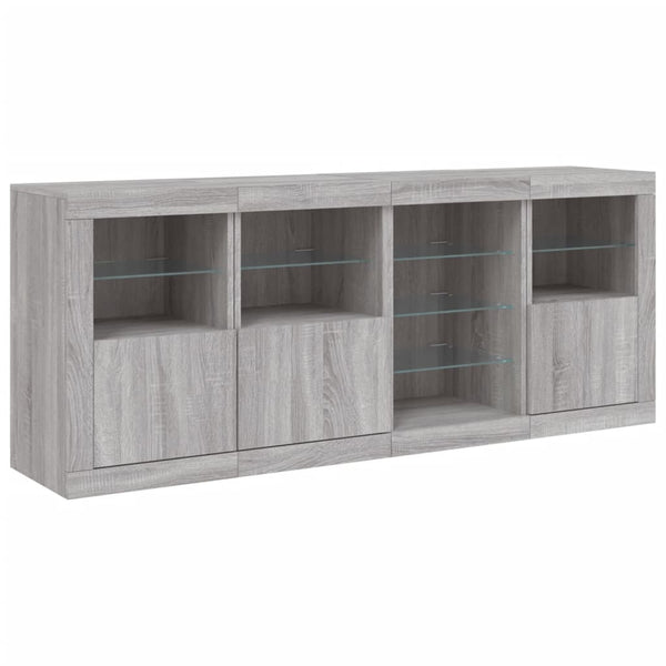 Graues Sideboard mit LED-Beleuchtung Abdel 164x37x67cm