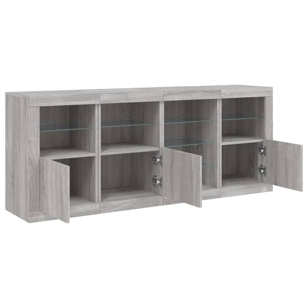 Graues Sideboard mit LED-Beleuchtung Abdel 164x37x67cm