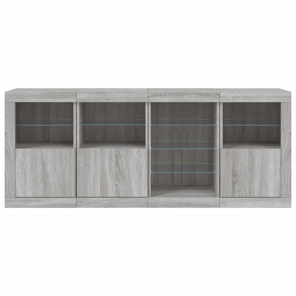Graues Sideboard mit LED-Beleuchtung Abdel 164x37x67cm