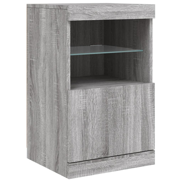 Graues Sideboard mit LED-Beleuchtung Abdel 164x37x67cm