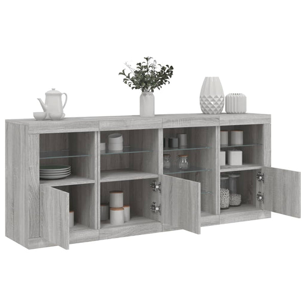 Graues Sideboard mit LED-Beleuchtung Abdel 164x37x67cm