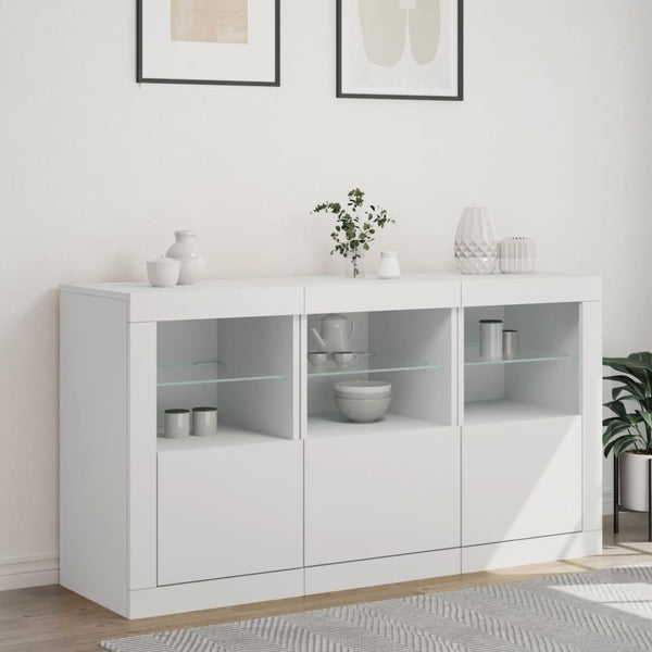 Weißes Sideboard mit LED-Beleuchtung Vidina 123x37x67cm