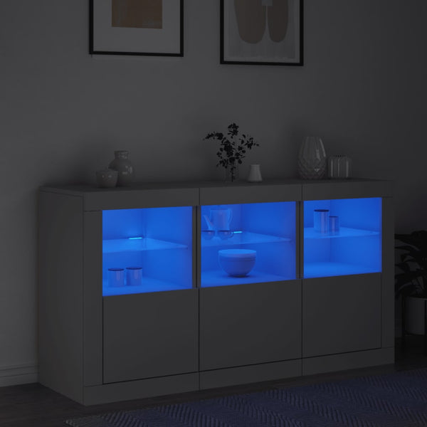 Weißes Sideboard mit LED-Beleuchtung Vidina 123x37x67cm