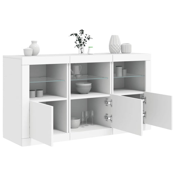 Weißes Sideboard mit LED-Beleuchtung Vidina 123x37x67cm