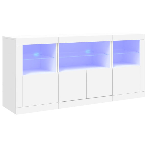 Weißes Sideboard mit LED-Beleuchtung Karcsi 142,5x37x67cm