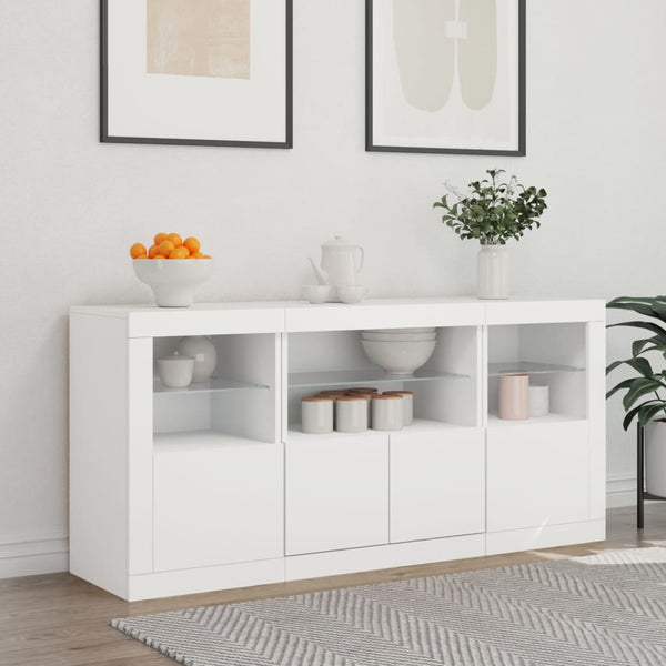 Weißes Sideboard mit LED-Beleuchtung Karcsi 142,5x37x67cm