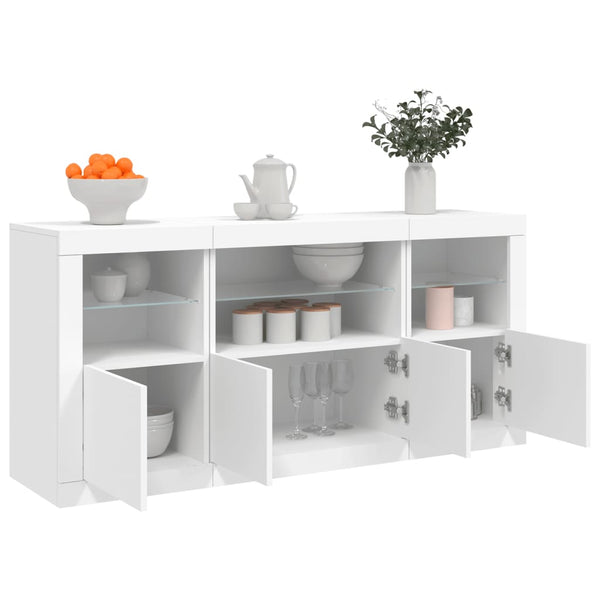 Weißes Sideboard mit LED-Beleuchtung Karcsi 142,5x37x67cm