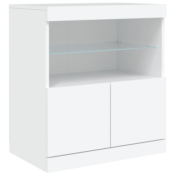 Weißes Sideboard mit LED-Beleuchtung Karcsi 142,5x37x67cm