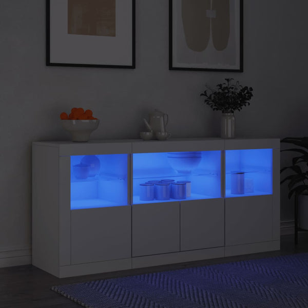 Weißes Sideboard mit LED-Beleuchtung Karcsi 142,5x37x67cm