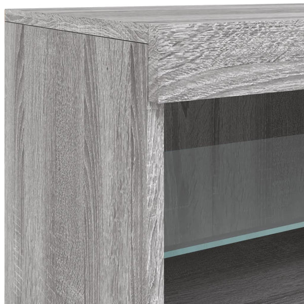 Graues Sideboard mit LED-Beleuchtung Karcsi 142,5x37x67cm