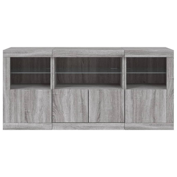 Graues Sideboard mit LED-Beleuchtung Karcsi 142,5x37x67cm