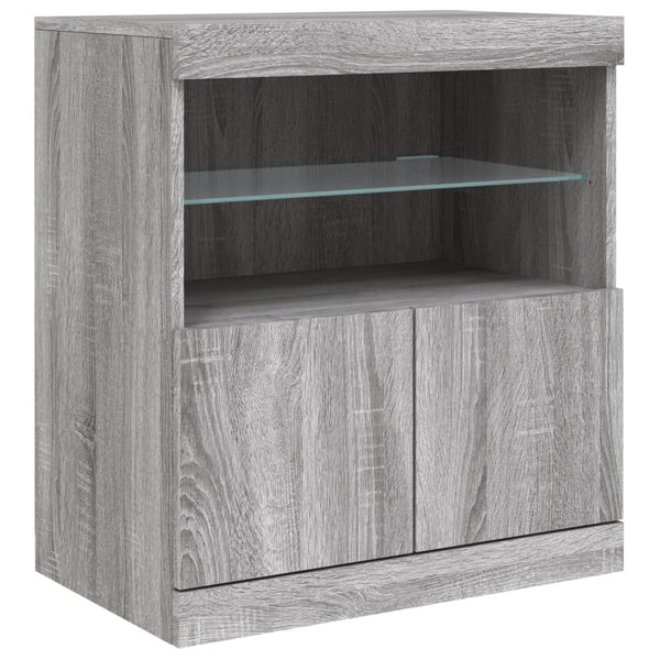 Graues Sideboard mit LED-Beleuchtung Karcsi 142,5x37x67cm