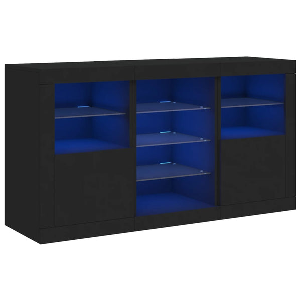 Schwarzes Sideboard mit LED-Beleuchtung Marienca 123x37x67cm
