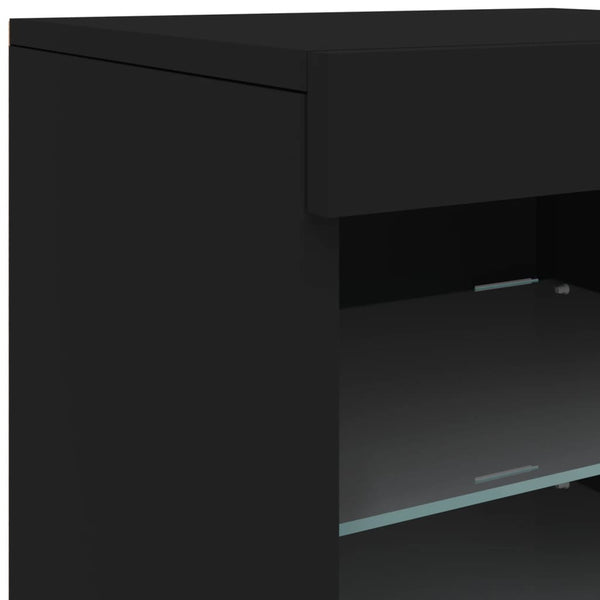 Schwarzes Sideboard mit LED-Beleuchtung Marienca 123x37x67cm