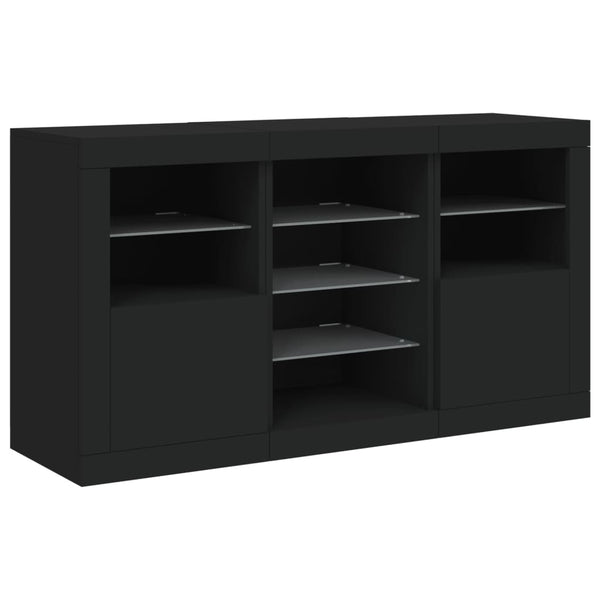 Schwarzes Sideboard mit LED-Beleuchtung Marienca 123x37x67cm