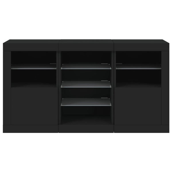 Schwarzes Sideboard mit LED-Beleuchtung Marienca 123x37x67cm