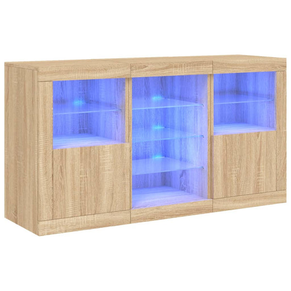 Sonoma-Eiche Sideboard mit LED-Beleuchtung Marienca 123x37x67cm