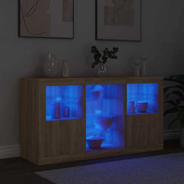 Sonoma-Eiche Sideboard mit LED-Beleuchtung Marienca 123x37x67cm