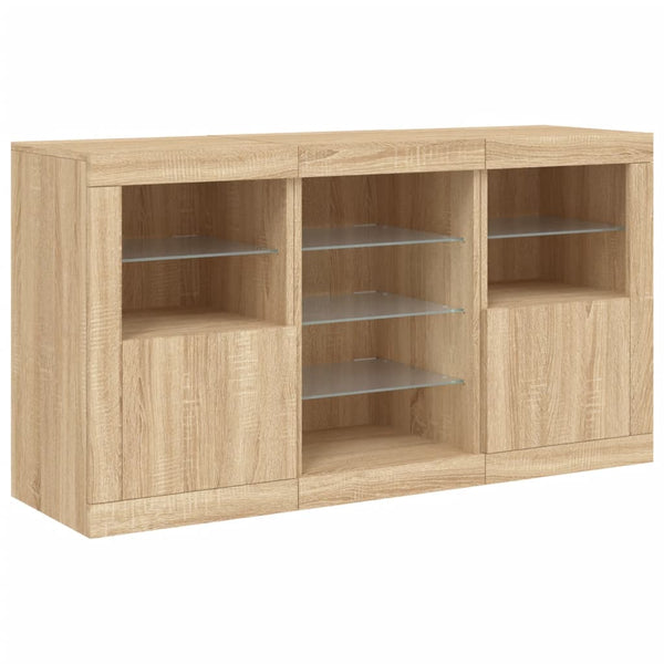 Sonoma-Eiche Sideboard mit LED-Beleuchtung Marienca 123x37x67cm