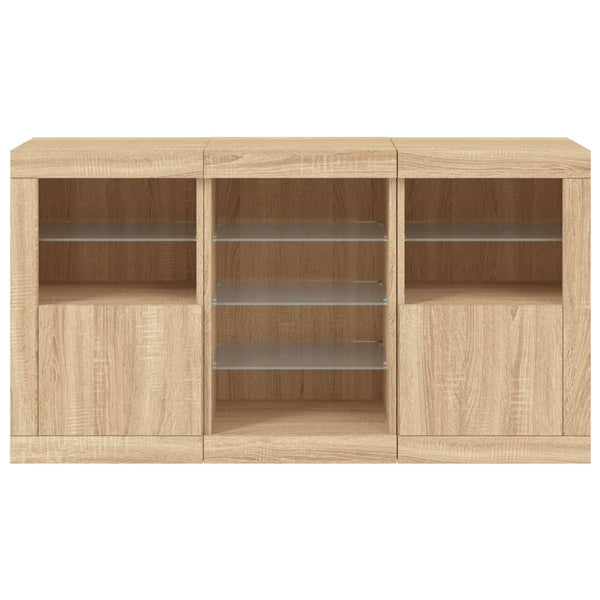 Sonoma-Eiche Sideboard mit LED-Beleuchtung Marienca 123x37x67cm