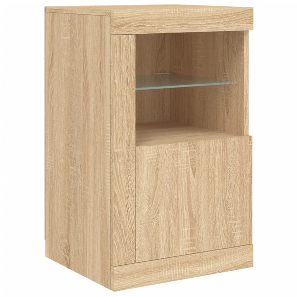 Sonoma-Eiche Sideboard mit LED-Beleuchtung Marienca 123x37x67cm