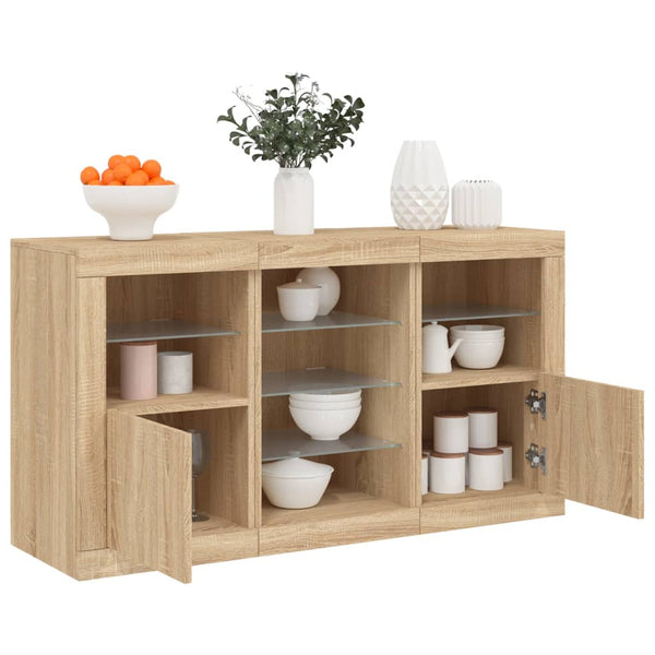Sonoma-Eiche Sideboard mit LED-Beleuchtung Marienca 123x37x67cm