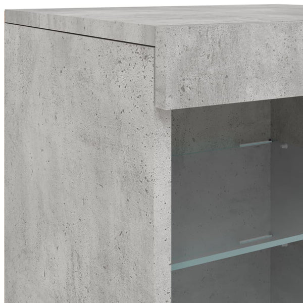 Sideboard in Betongrau mit LED-Beleuchtung Marienca 123x37x67cm