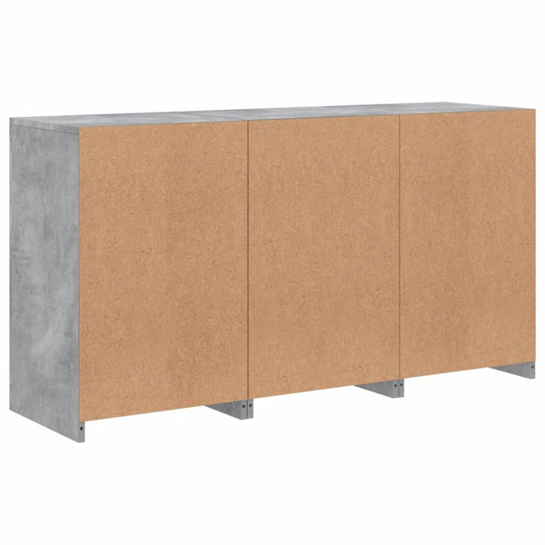 Sideboard in Betongrau mit LED-Beleuchtung Marienca 123x37x67cm